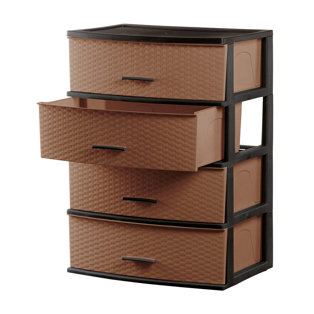 Cómoda Organizadora Happy #4 Marrón Cerezo Polinplast