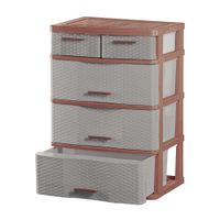 Cómoda Organizadora Polinplast Comodina #4 Mimbre Ratán Cerezo Beige