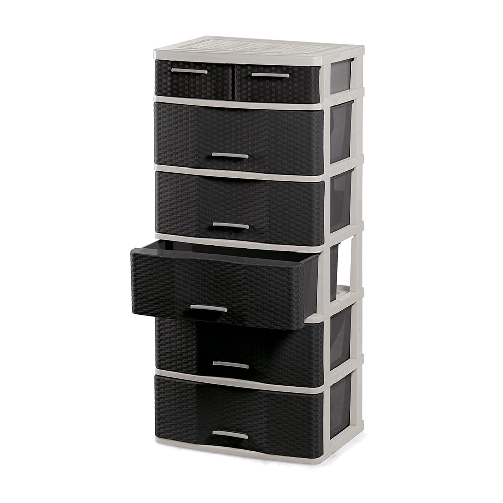 Cómoda Organizadora Polinplast Comodina #6 Mimbre Ratán Beige Marrón