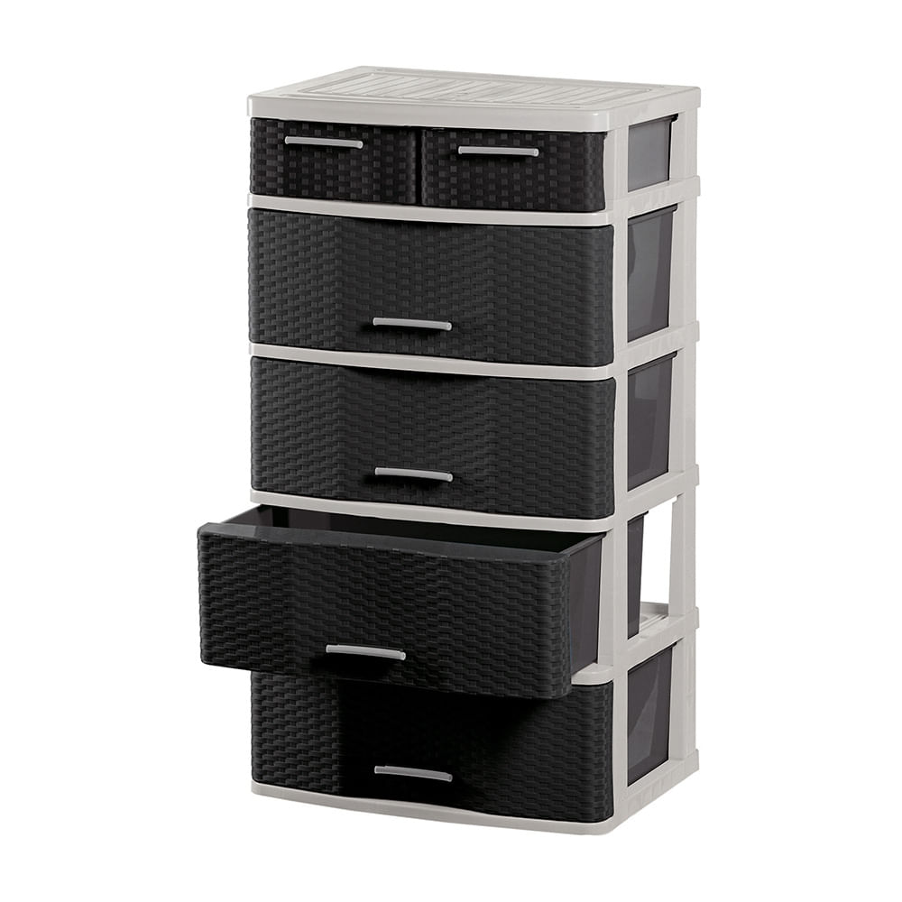 Cómoda Organizadora Polinplast Comodina #5 Mimbre Ratán Beige Marrón