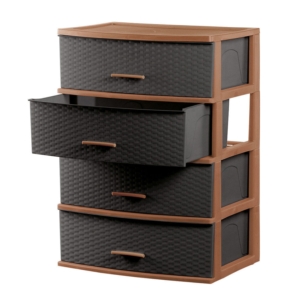 Cómoda Organizadora Happy Mimbre #4 Cerezo Marrón Polinplast