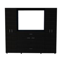 Ropero Manila 7 Puertas 1 Cajón Melamina Negro Amaderado Tv 46"" Tuhome