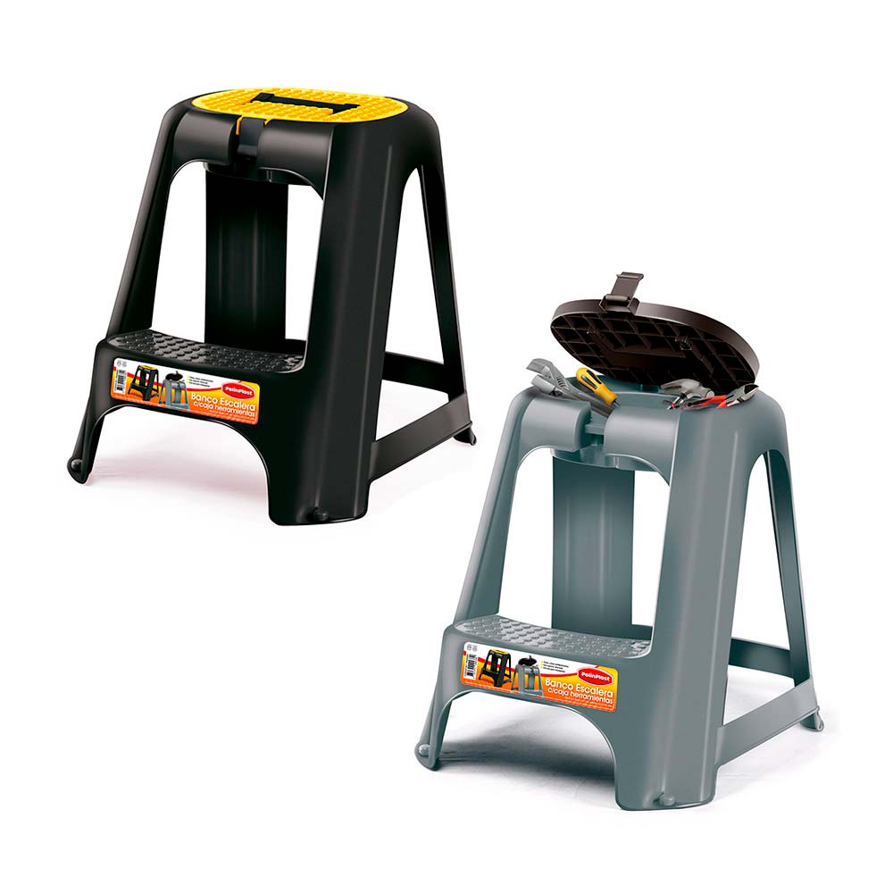 Banco Escalera Polinplast con cajón de herramientas - Color Aleatorio