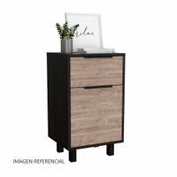 Velador Kaia 1 cajón 1 puerta Melamine Wengue Tuhome