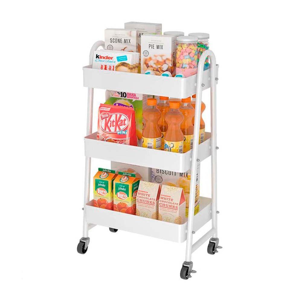 Carrito Organizador de Metal Orange 3 Niveles Blanco