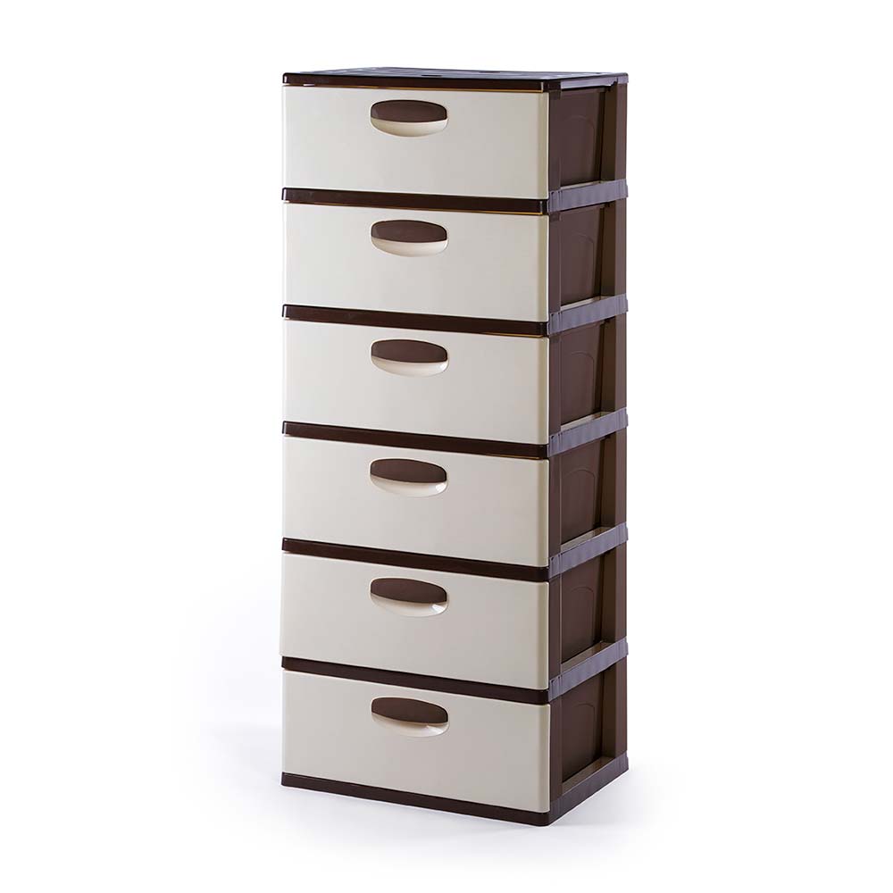 Cómoda Organizadora Polinplast Modelo #6 Marrón Crema Plástico 46x62x159cm