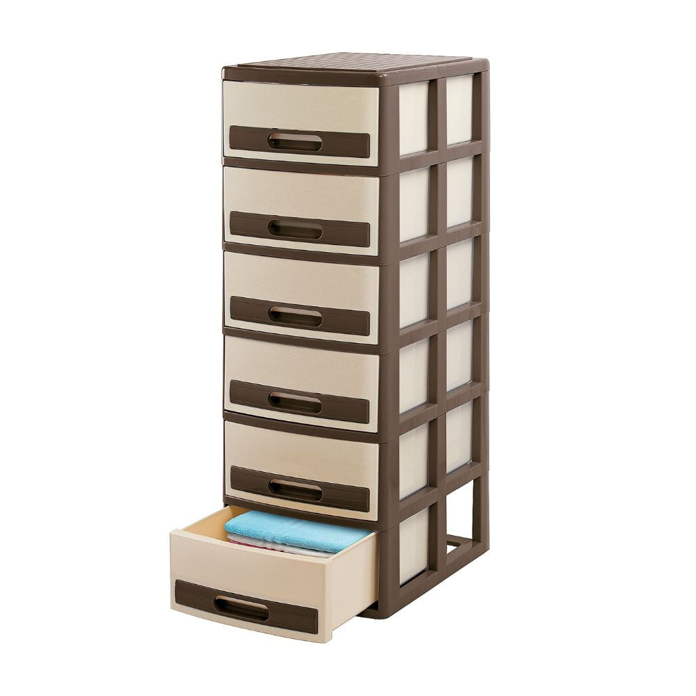 Cómoda Organizadora Plástica Polinplast Modelo #6 Crema Marrón