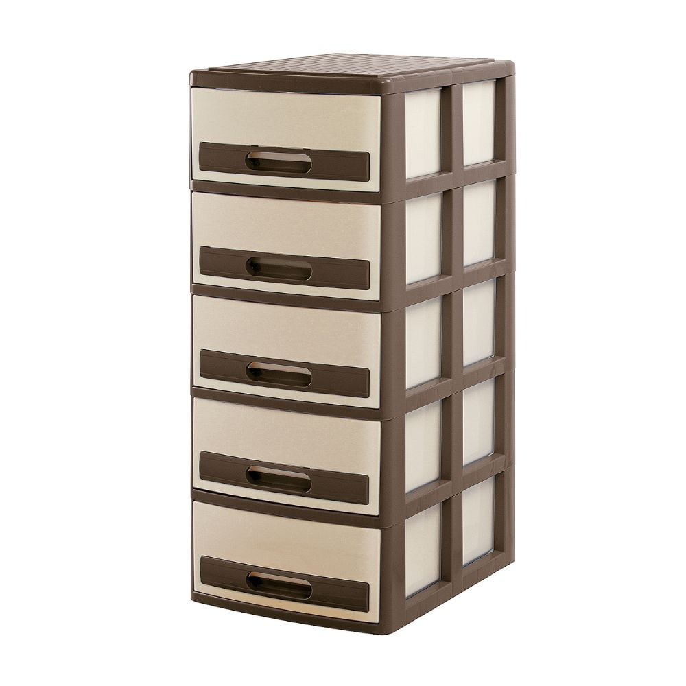 Cómoda Organizadora Polinplast Modelo #5 Marrón Crema Plástico