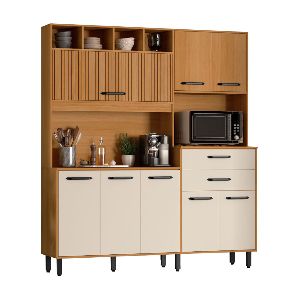Mueble Alacena de Cocina Estrella 175cm MDP Nature/Champagne CasaMia