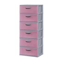 Cómoda Organizadora Polinplast #6 Mimbre Ratán Gris Rosado