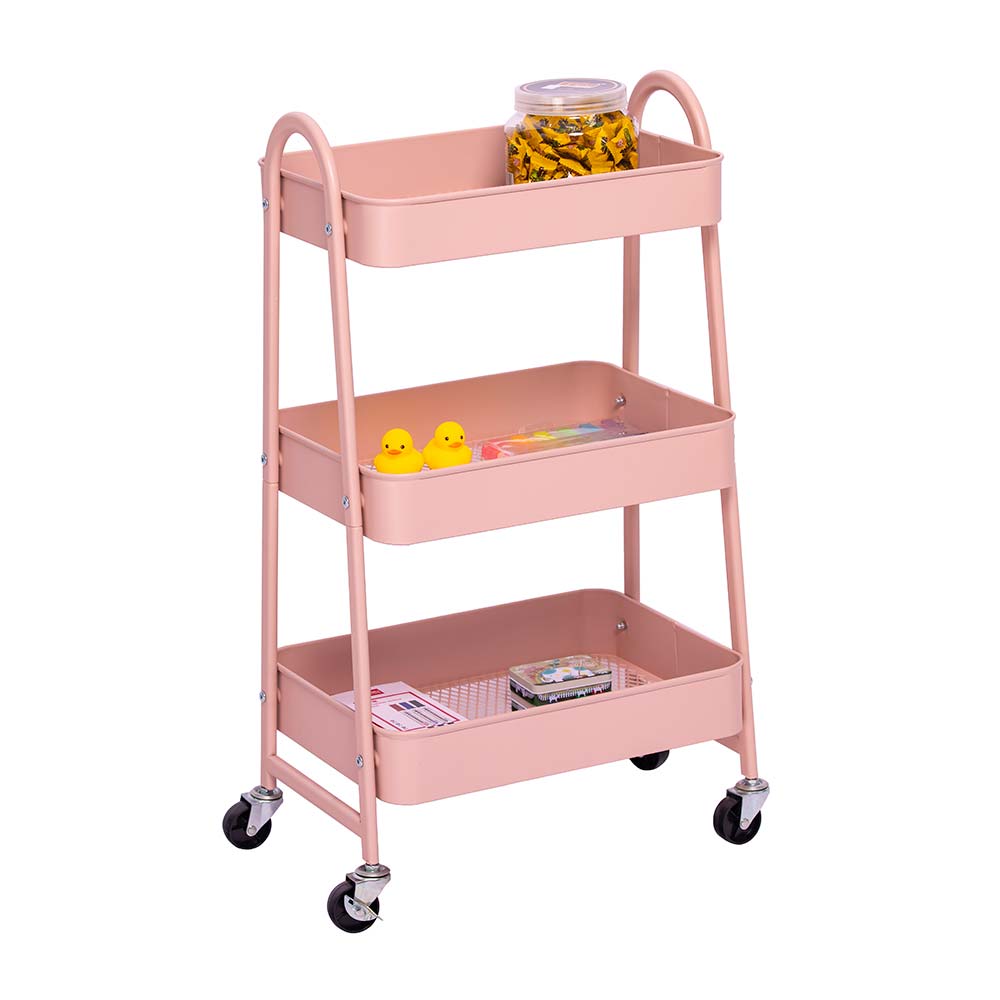Carrito Organizador de Metal Orange Rosa de 3 Niveles