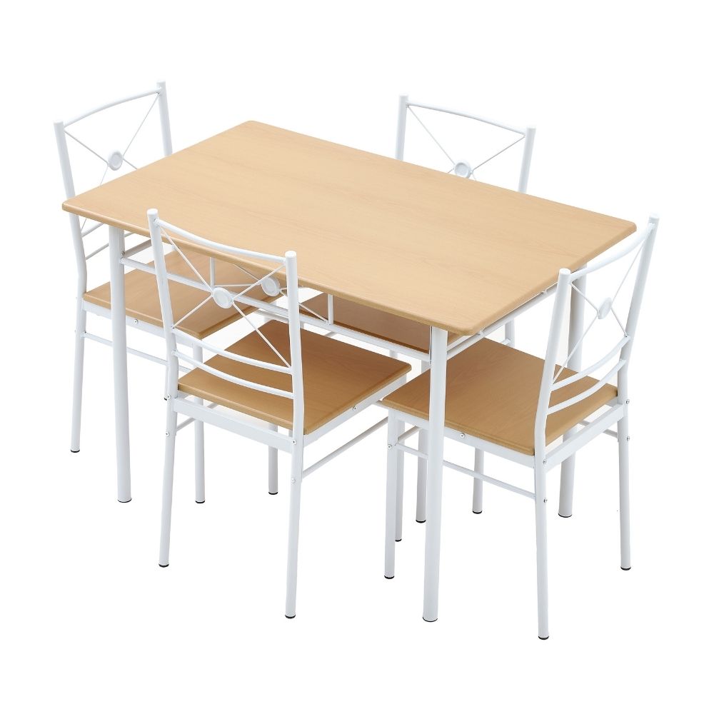 Juego de Comedor Rio Beige de Metal para 4 Personas