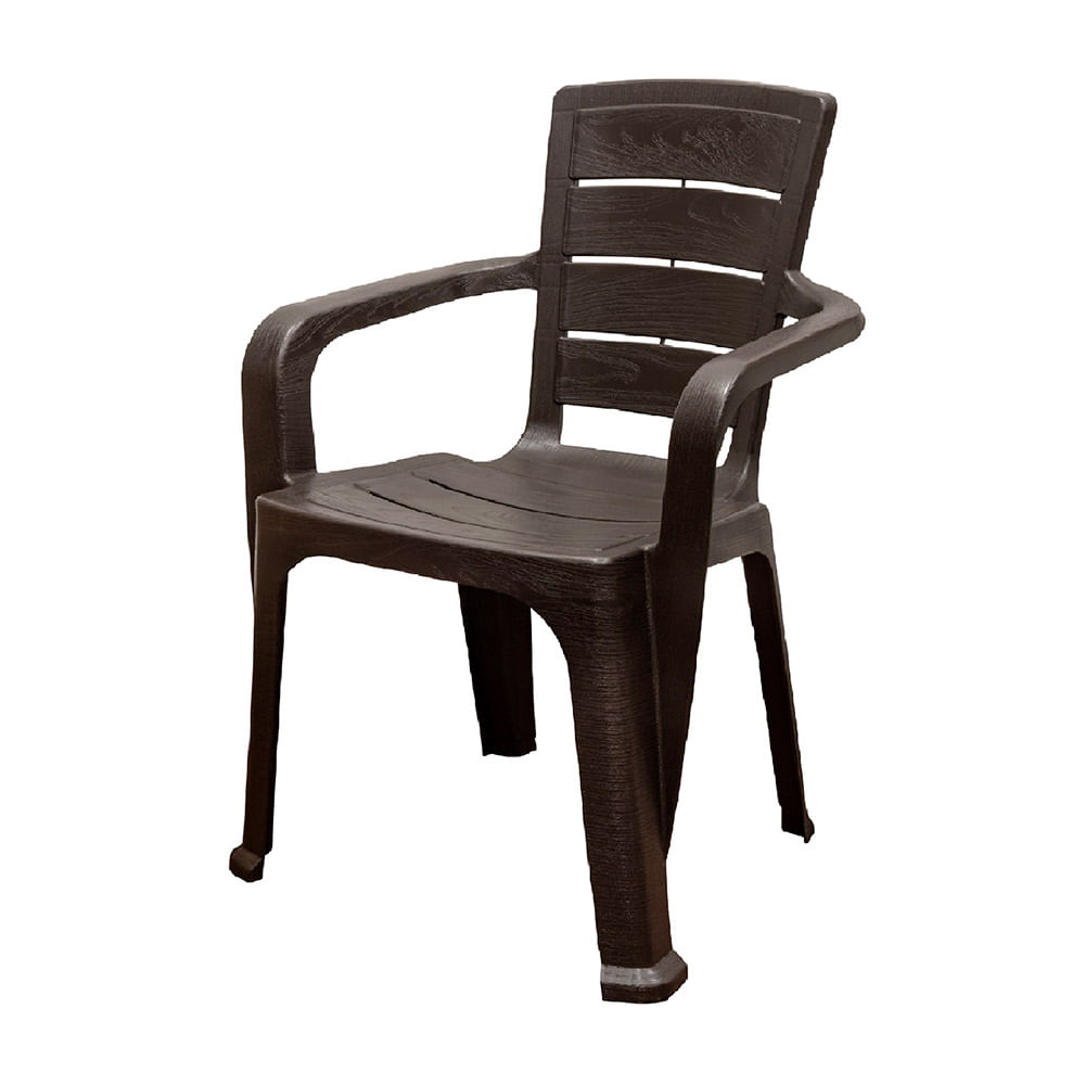 Silla de Plástico Reyplast Teca con Brazos Tipo Madera - Color Aleatorio