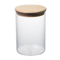Canister Redondo Vidrio Tapa Bambu 700ml Orange