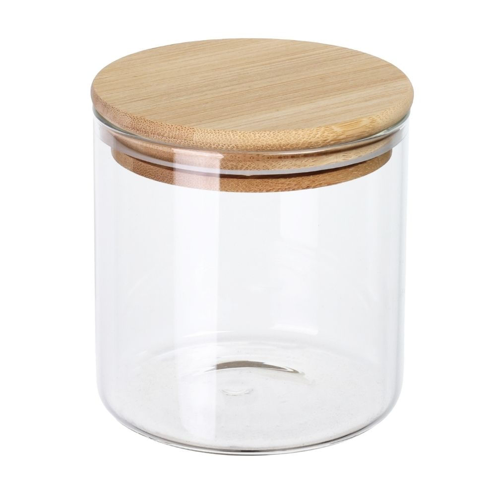 Canister de Vidrio Redondo con Tapa Bambu 500ml Orange