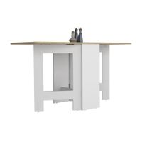 Mesa Abatible Compact Melamina Blanco/Macadamia Tuhome