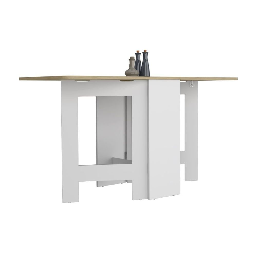 Mesa Abatible Compact Melamina Blanco/Macadamia Tuhome