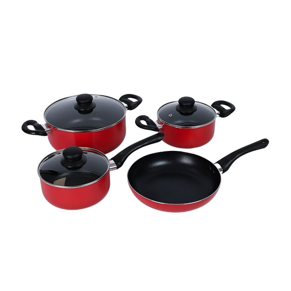 Juego de Ollas Orange Plus 7 Piezas Rojo