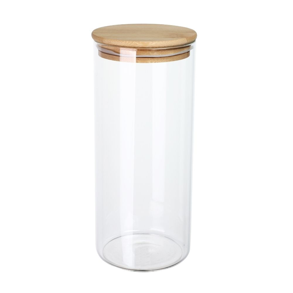 Canister de Vidrio Redondo con Tapa Bambu 1300ml Orange