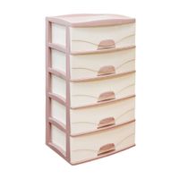 Cómoda Plástica Raymi 5 Pisos Beige Humo con Rosado Humo Reyplast