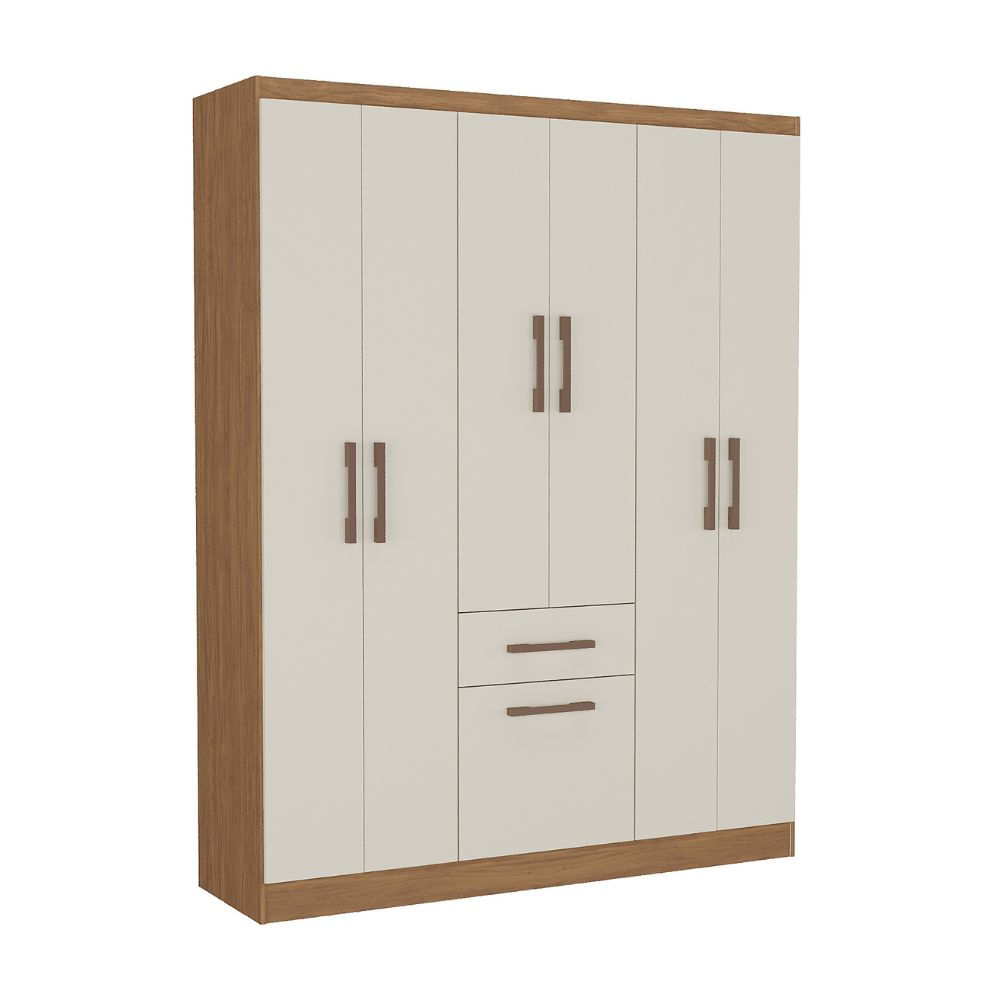 Ropero Laos 7 Puertas 1 Cajón MDF Blanco/Castaño Promart