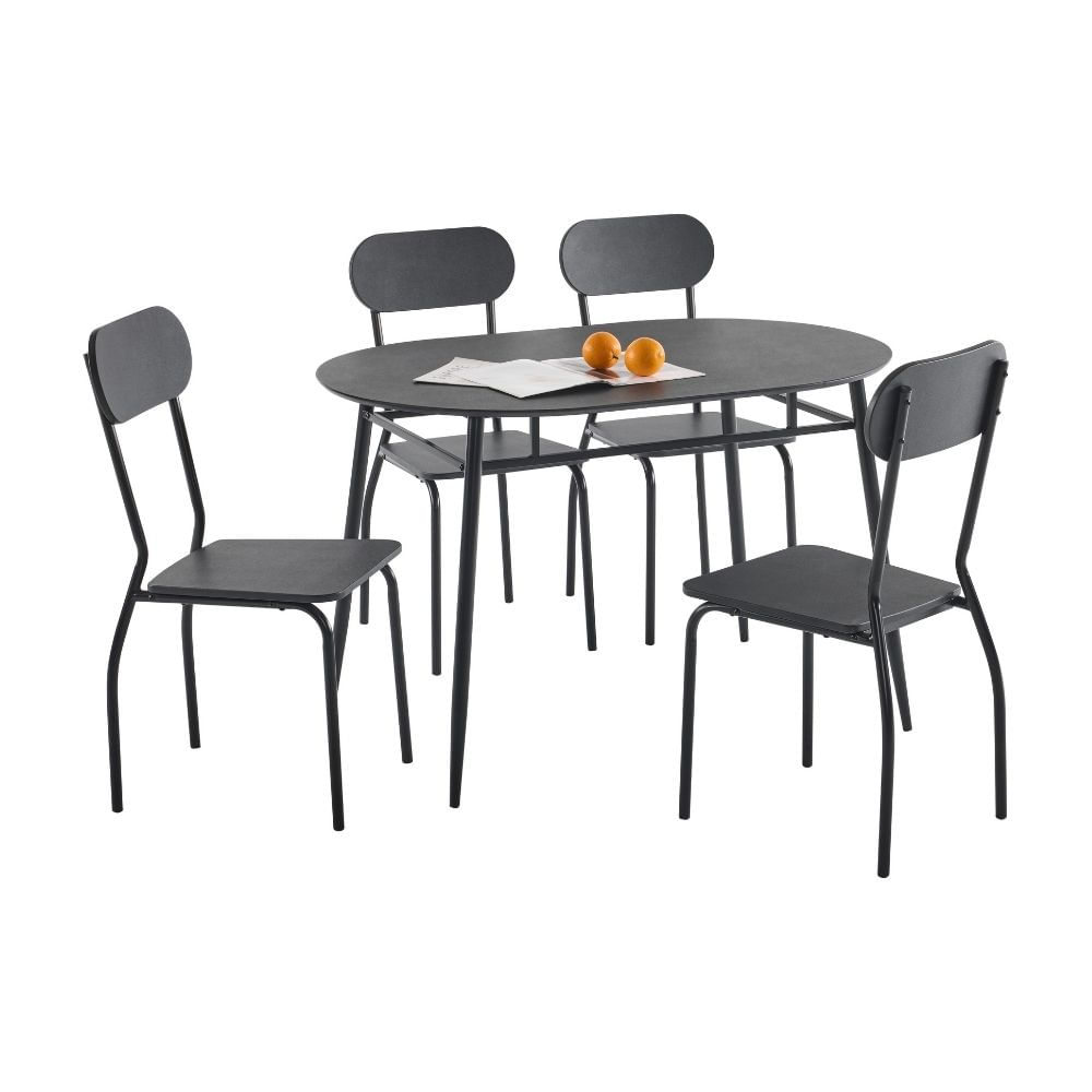 Juego de Comedor Palma Ovalado MDF Tabaco + 4 Sillas Orange