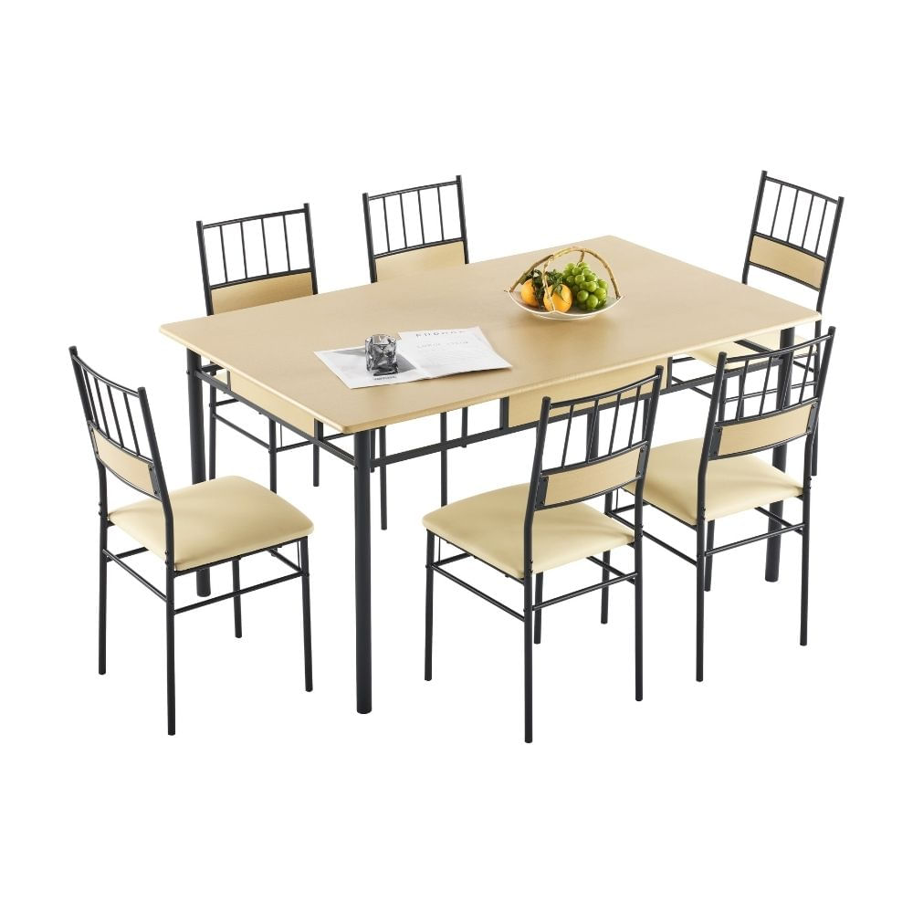 Juego de Comedor Orange Modelo AFT182 Beige de MDF con 6 Sillas