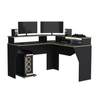 Escritorio Gamer GUMA Melamina en L Wengue/Verde