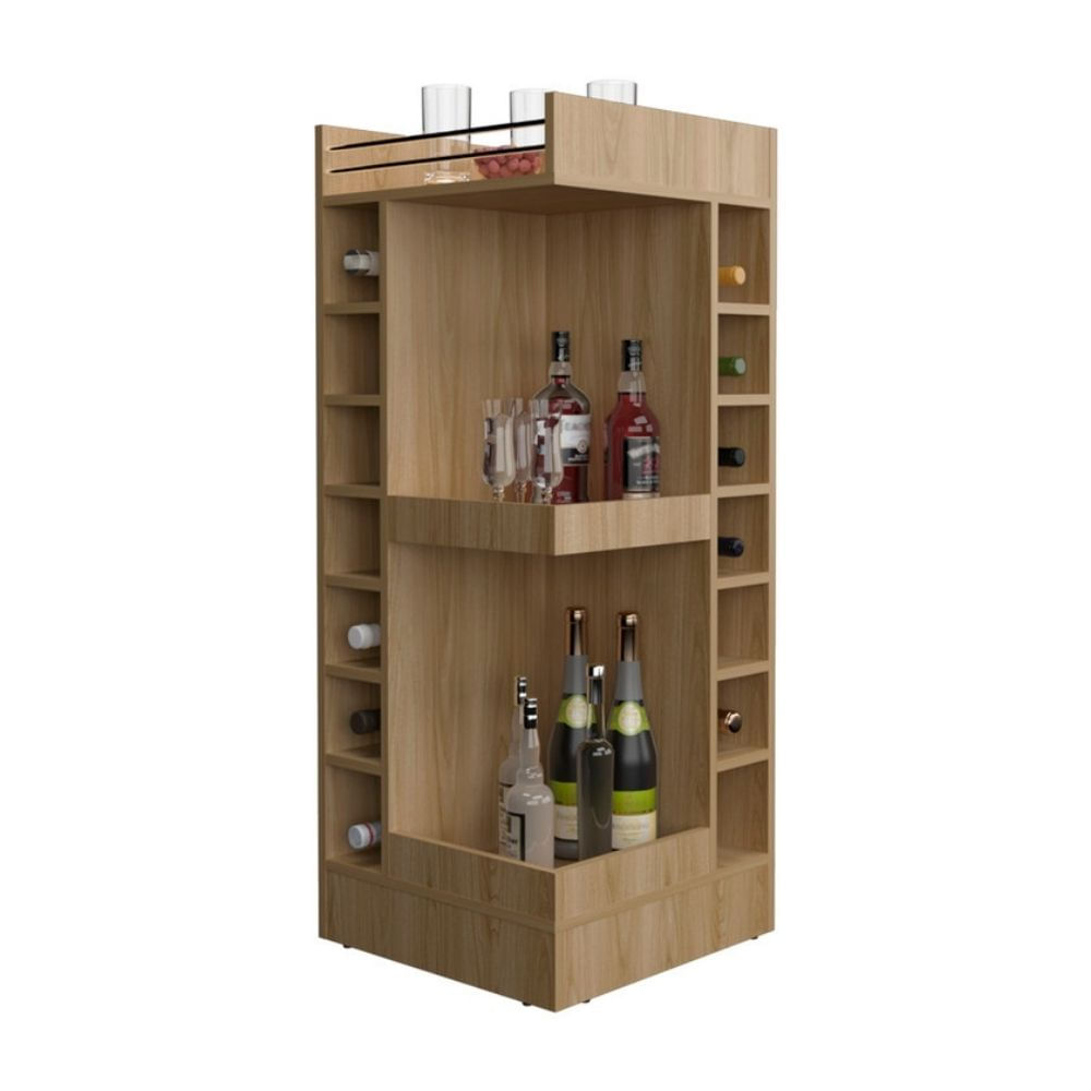 Mueble Bar Bajo Esquinero Lyman Melamina Fresno