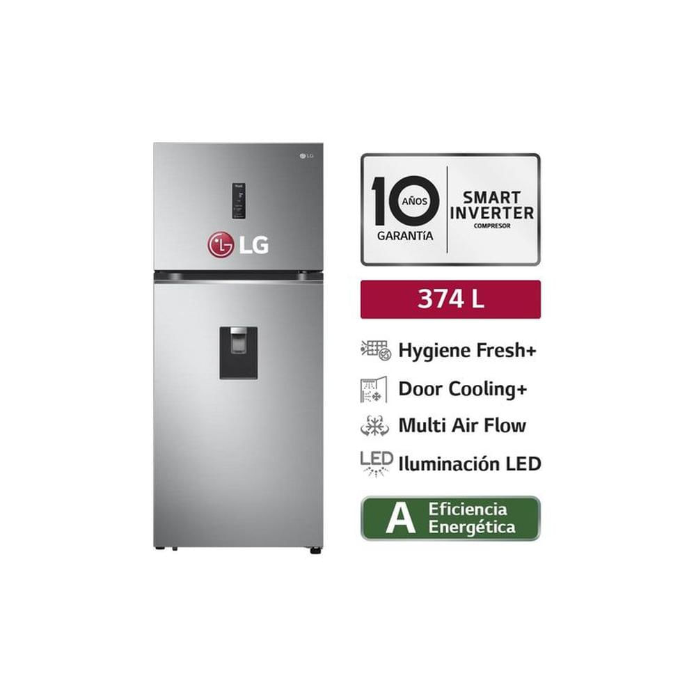 Refrigeradora LG GT37SGP 374 Litros Top Freezer No Frost plateada