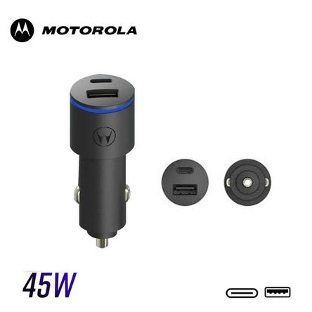 Cargador Auto Motorola 45W turbopower Duo SJV102 UsbA y UsbC Con Cable Cargador Auto Motorola 45W turbopower Duo SJV102 UsbA y UsbC Con Cable