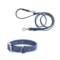 Correa y Collar PVC Impermeable Perros Azul Oscuro - Talla M