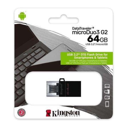 Memoria MicroDuo Kingston 64GB 3.0 USB OTG Plomo Memoria MicroDuo Kingston 64GB 3.0 USB OTG Plomo