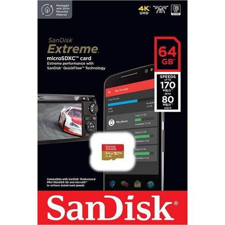 Memoria MicroSD Sandisk Extreme64GB UHS-I Card U3 A2 170mbps Memoria MicroSD Sandisk Extreme64GB UHS-I Card U3 A2 170mbps