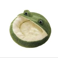 Cama Rana Nido Para Mascotas Terciopelo Suave Verde Talla M