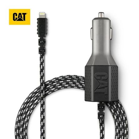 Cargador De Auto CAT Resistente Con Cable USB-Lightning 4.8A 1.8 Mtros