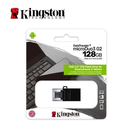 Memoria MicroDuo Kingston 128GB 3.0 USB OTG Plomo Memoria MicroDuo Kingston 128GB 3.0 USB OTG Plomo