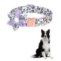 Collar Floral Para Mascotas Blanco Verde - Talla M