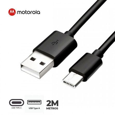 Cable Motorola de Carga y Datos USB-A a USB-C 2m Negro