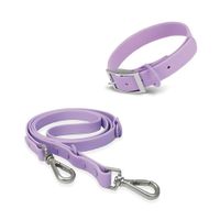 Correa y Collar PVC Impermeable Para Perros Lila - Talla S