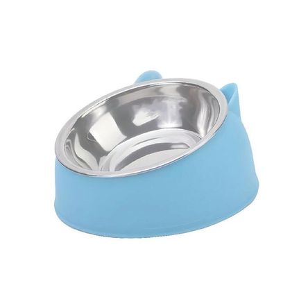 Plato Acero Inoxidable Para Mascotas Celeste - Talla S
