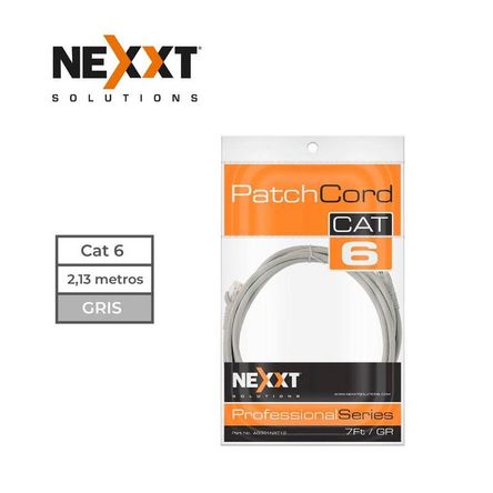 Cable Patch Cord Nexxt UTP CAT6 de 7pies 2.1 metros Macho-Macho Gris Cable Patch Cord Nexxt UTP CAT6 de 7pies 2.1 metros Macho-Macho Gris