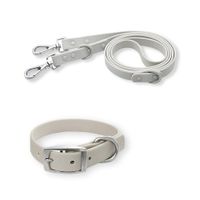 Correa y Collar PVC Impermeable Para Perros Gris - Talla M