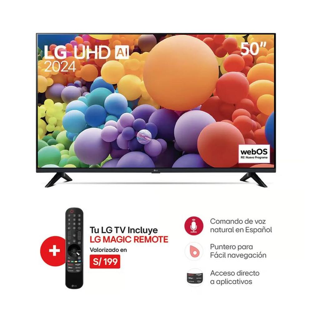 Televisor LG 50 Pulg. LED Smart TV UHD 4K con ThinQ AI 50UT7300 + Control Magic 2024