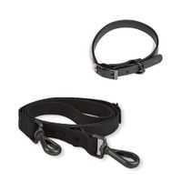 Correa y Collar PVC Impermeable Para Perros Negro - Talla M