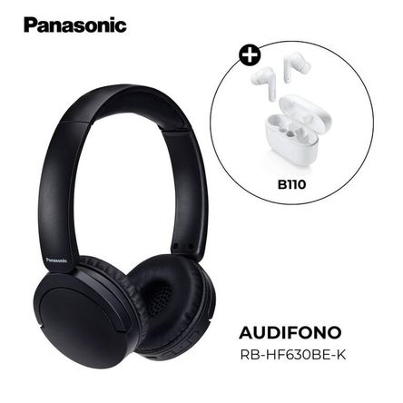 Audífono Bluetooth On Ear Panasonic HF630 Negro - 72 Horas + Audífono B110 Blanco Audífono Bluetooth On Ear Panasonic HF630 Negro - 72 Horas + Audífono B110 Blanco