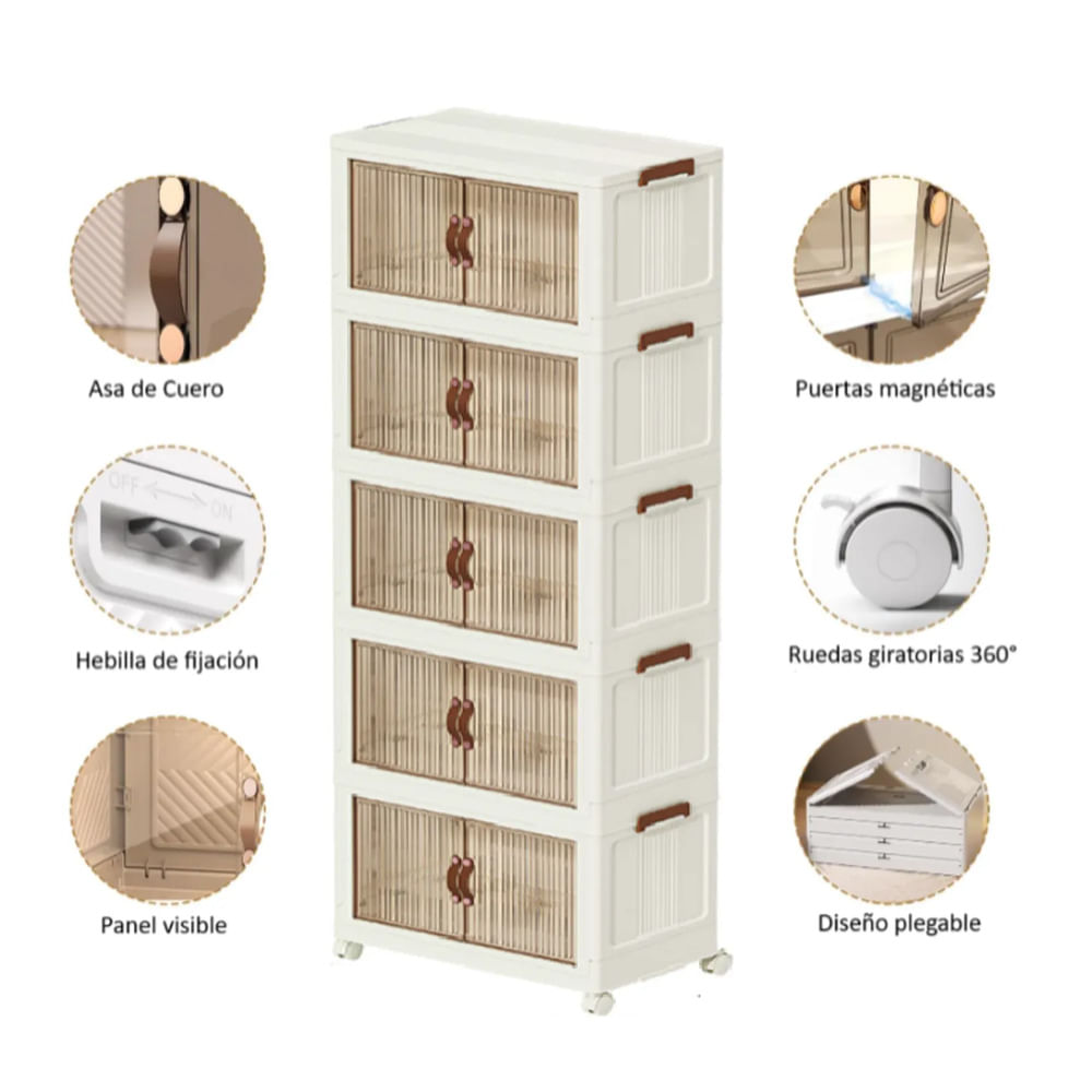 Gabinete de Almacenamiento de 5 Niveles - Color Blanco