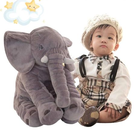 Peluche Almohada Diseño de Elefante 60 CM Color Gris