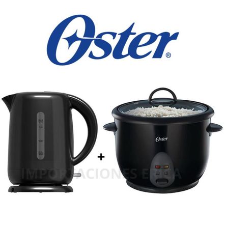Combo Oster hervidora eléctrico negro de 1.7L+ arrocera negro de 1.8 L