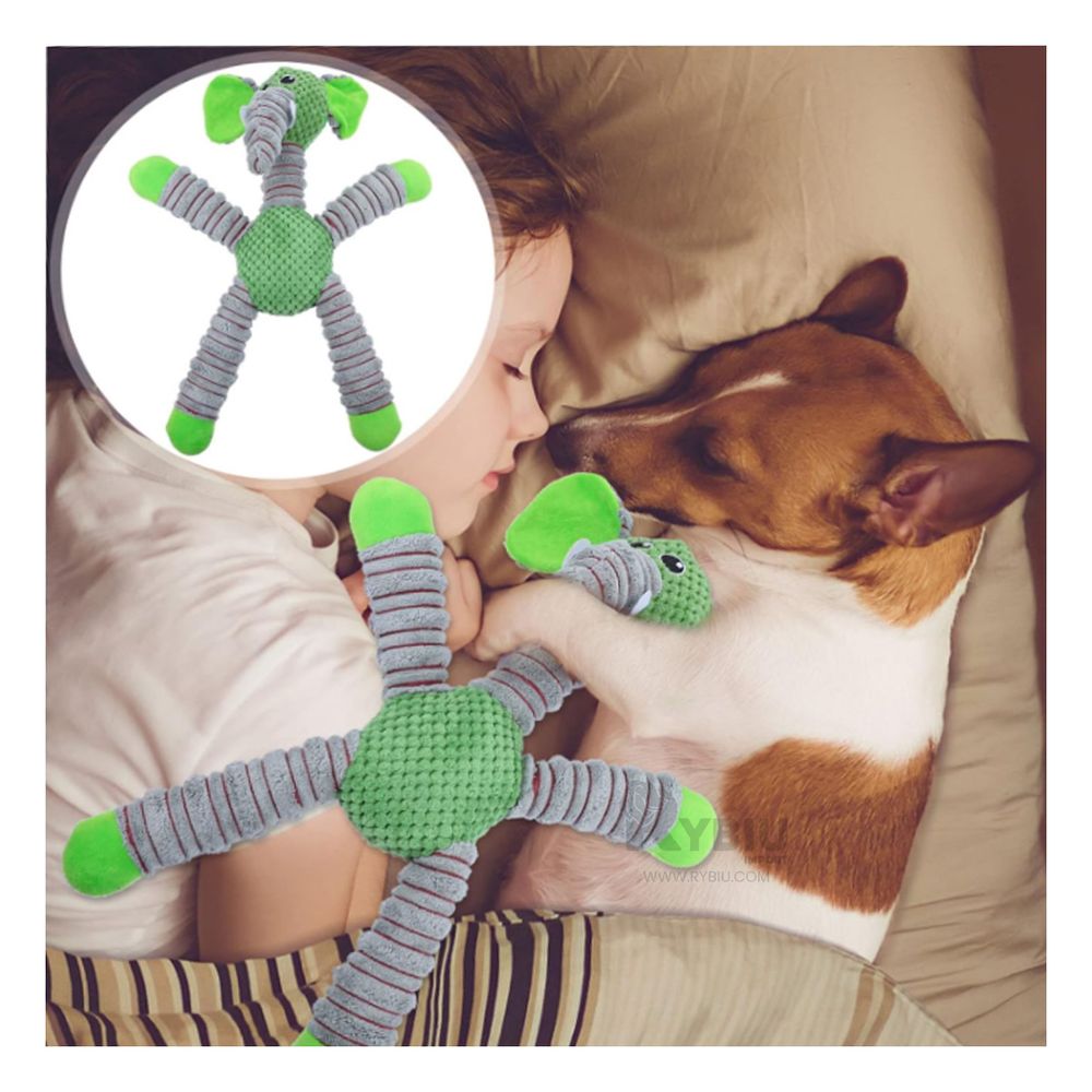 Peluche de Elefante para Mascota con Sonido Poliester Verde Peluche de Elefante para Mascota con Sonido Poliester Verde